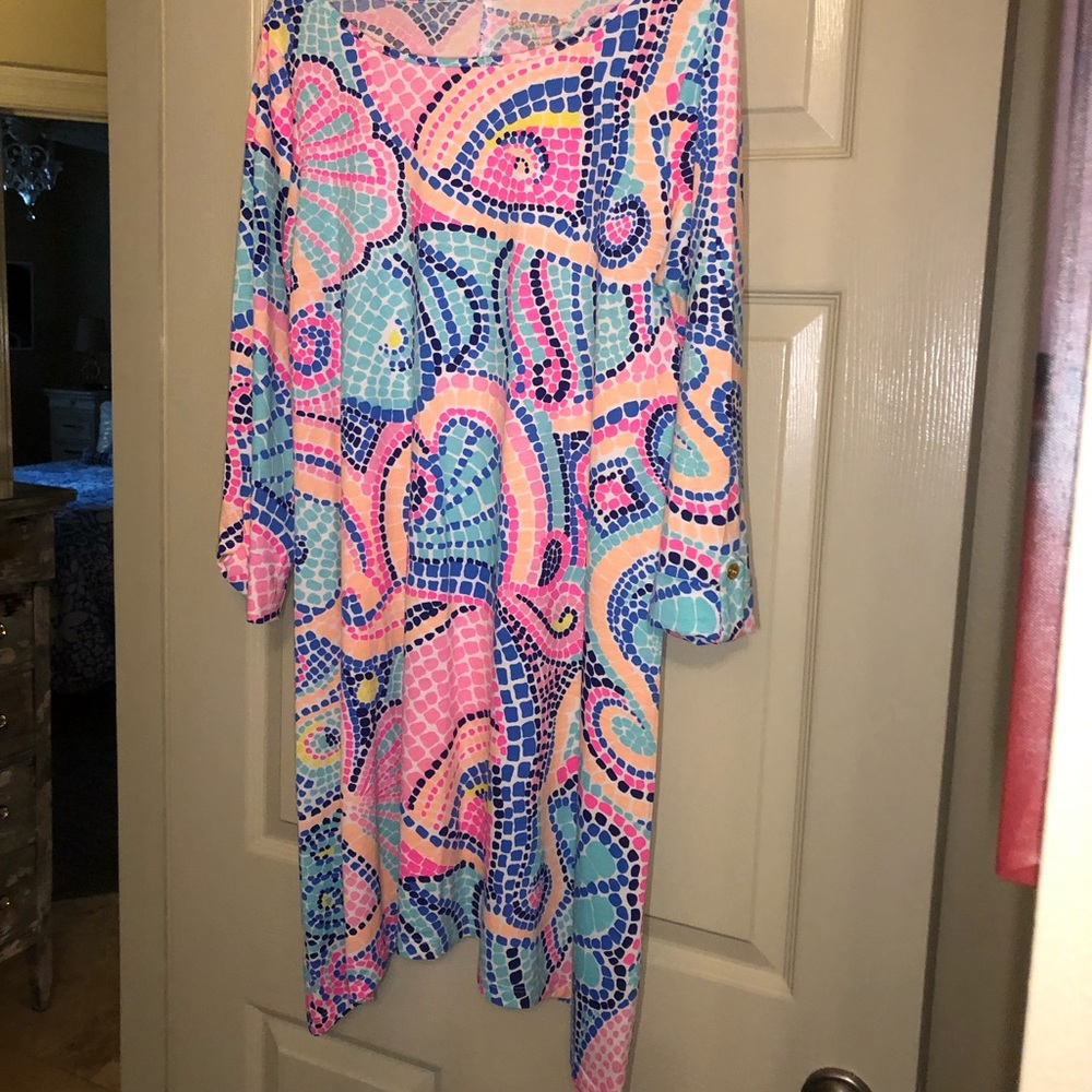 Comfy fit, 100% cotton dress with long sleeves